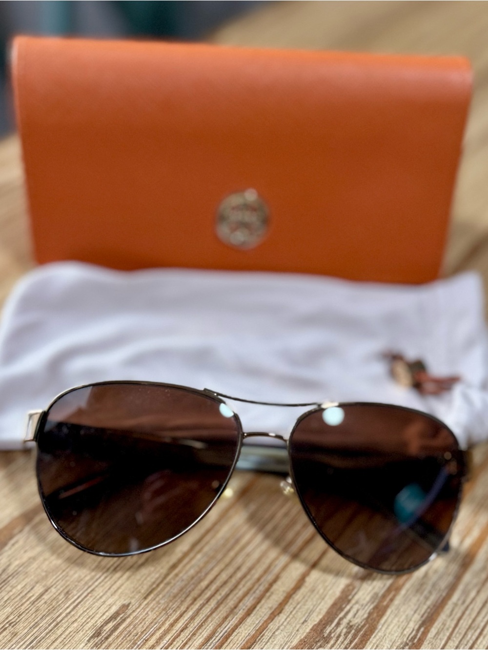 Tory Burch Sunglasses with Brown Lenses and Thin Metal Frame
